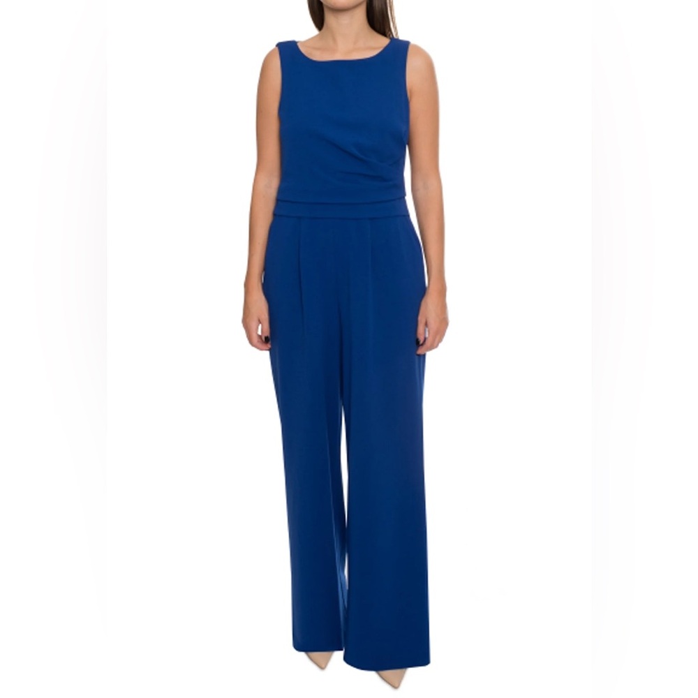 NWT Calvin Klein Royal Blue Sleeveless Side Drape Jumpsuit 16W